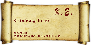 Krivácsy Ernő névjegykártya