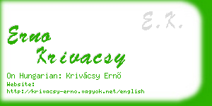 erno krivacsy business card