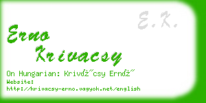 erno krivacsy business card